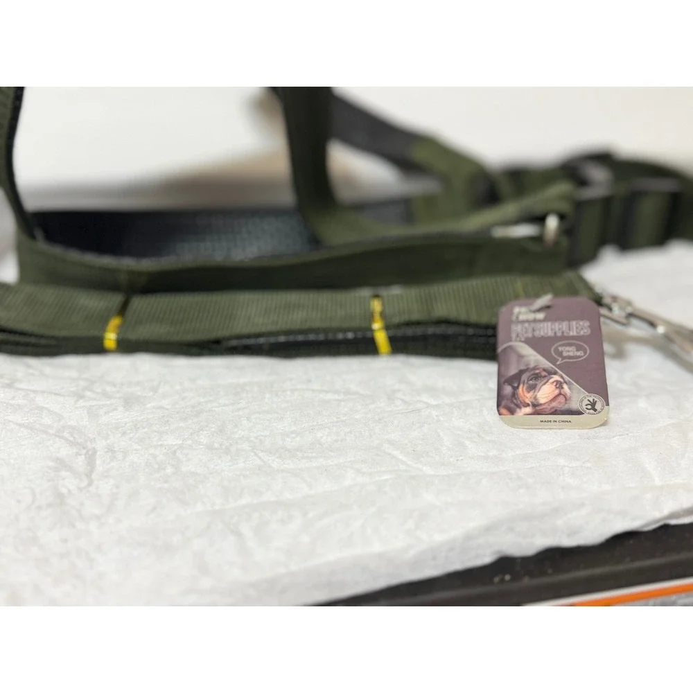Adjustable Dog Harness and Leash Set Large Olive Green NWT Pet Accessory Top XL